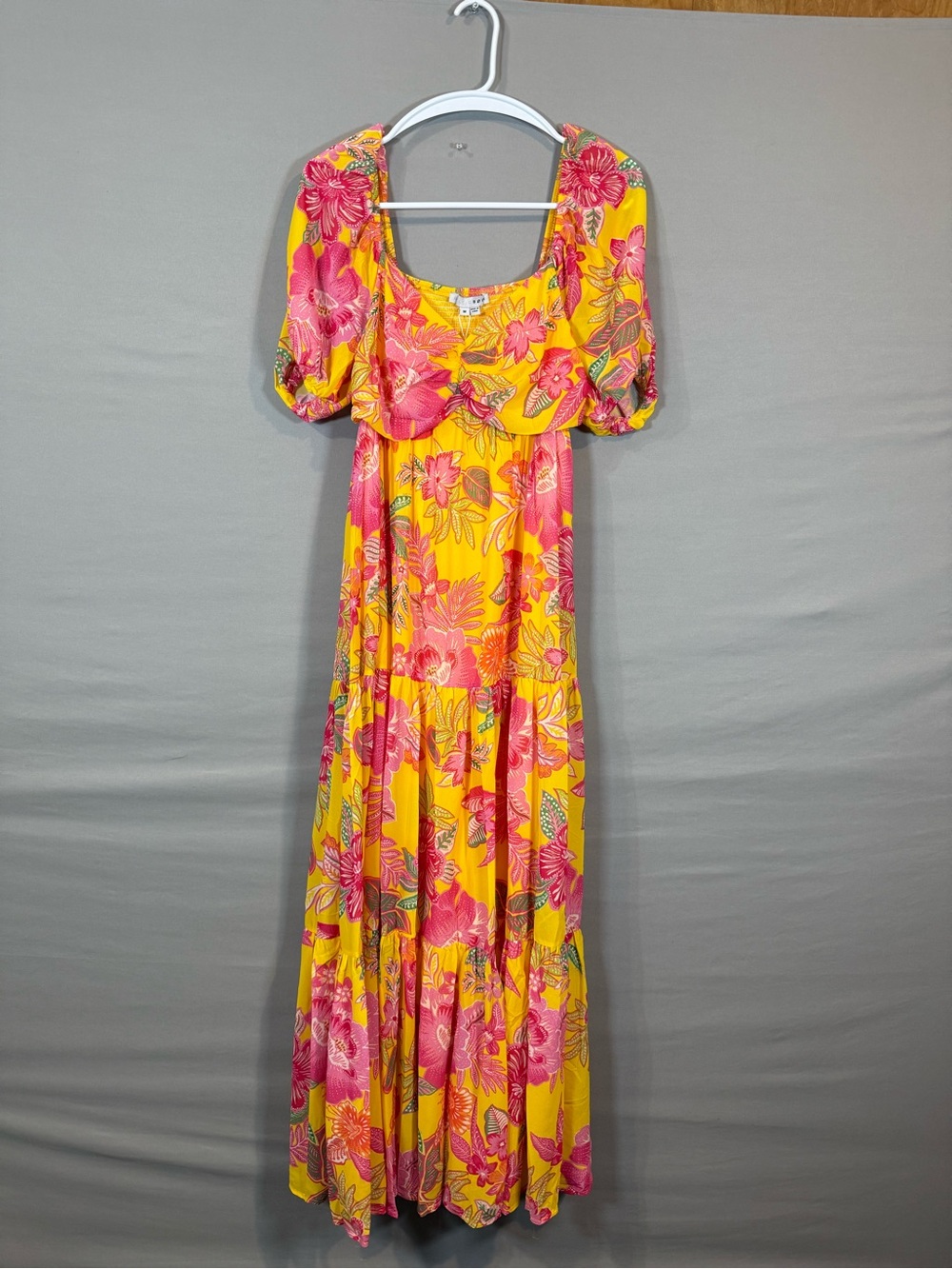 Baltic Born Yellow Maxi Dress with Pink Floral Print